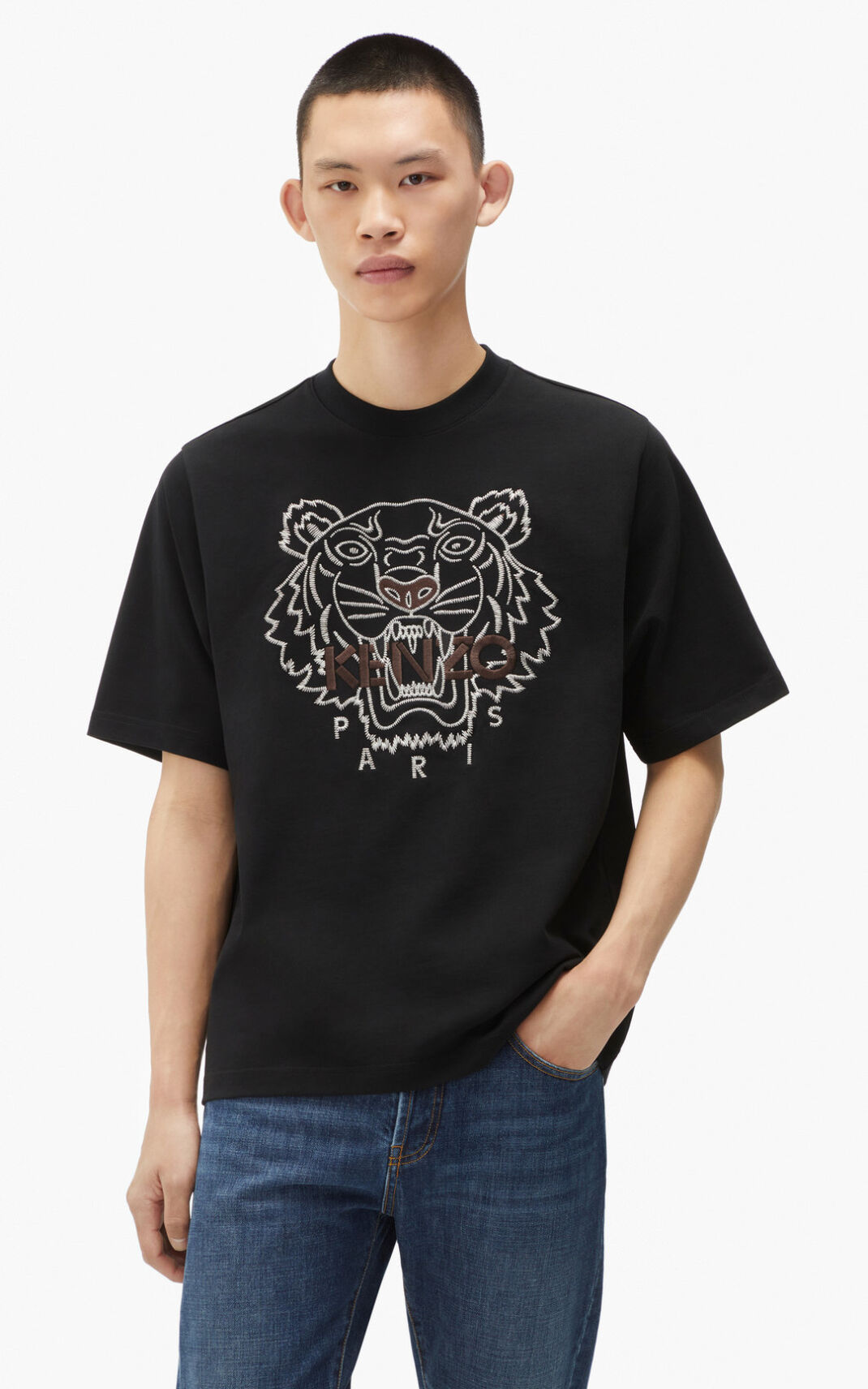 Kenzo Loose fitting Tiger Majice Muške - Crne - Hrvatska LWJHFP032